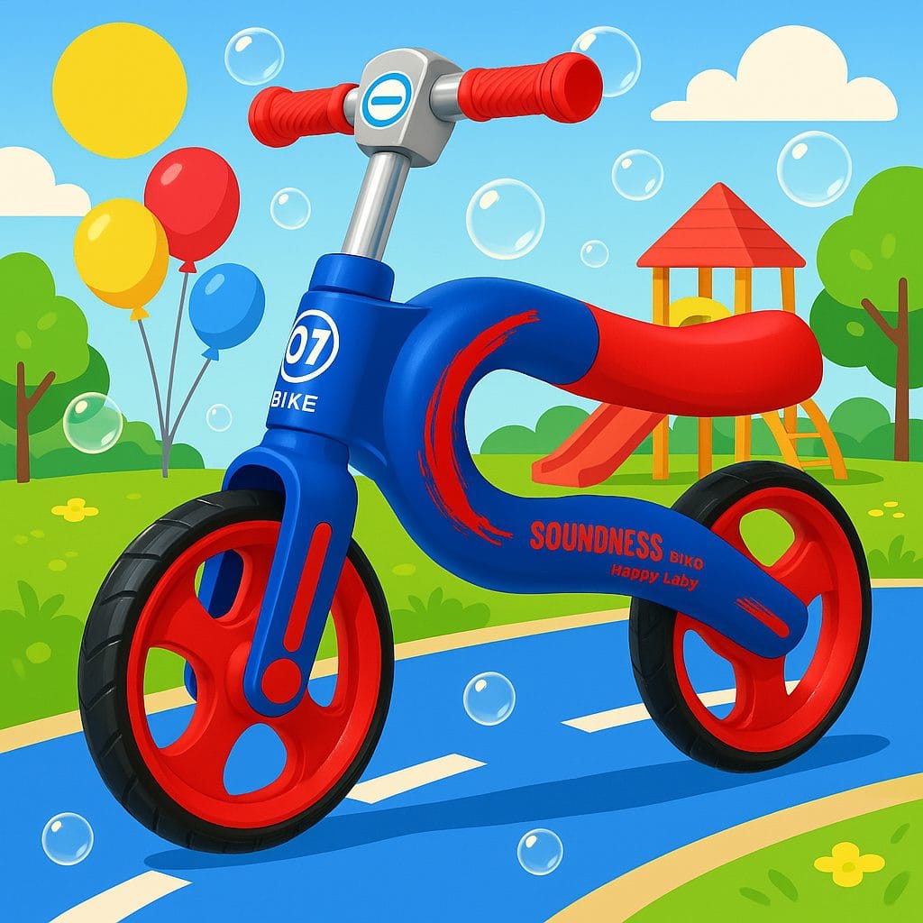 Bicicleta de Echilibru pentru Copii LUDIRO, 2-5 Ani, Cadru Usor, Roti din Cauciuc, Maner Antialunecare, Sa Ergonomica, 70x53 Cm, Albastru Rosu - LUDIRO