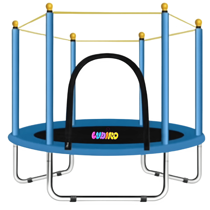 Resigilat - Trambulina pentru Copii 3-7 Ani LUDIRO, Plasa de Siguranta, Diametru 140 Cm, Inaltime 125 Cm, Joaca Distractiva pentru Interior si Exterior, Albastru - LUDIRO