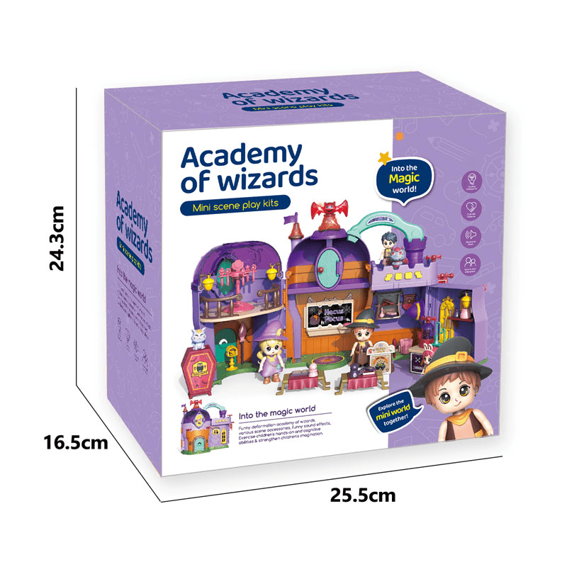 Castel interactiv cu sunete, Ludiro, Academia Vrajitorilor, 3 figurine, 25, 5x16, 5x24, 3cm - LUDIRO