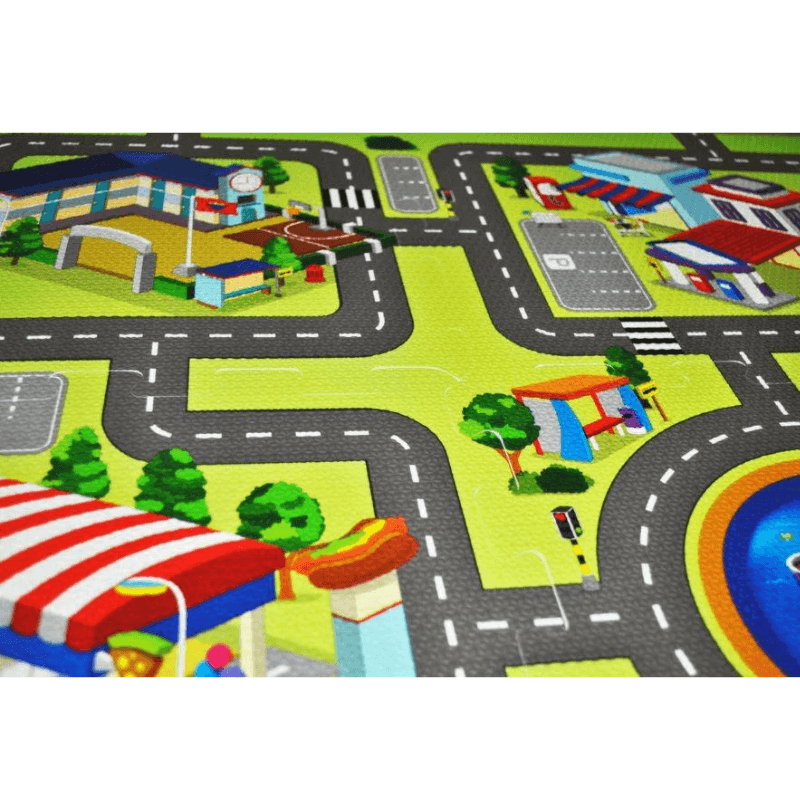 Covor Puzzle din Spuma EVA pentru Copii Ludiro, Set 9 Piese Educationale cu Harta Orasului - LUDIRO
