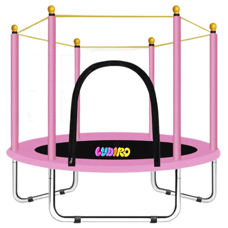 Resigilat - Trambulina pentru Copii 3-7 Ani LUDIRO, Plasa de Siguranta, Diametru 140 Cm, Inaltime 125 Cm, Joaca Distractiva pentru Interior si Exterior, Roz - LUDIRO