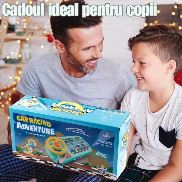Simulator de Condus cu Volan pentru Copii – Cursă Auto cu Obstacole, Sunete și Muzică, 3+ ani - LUDIRO