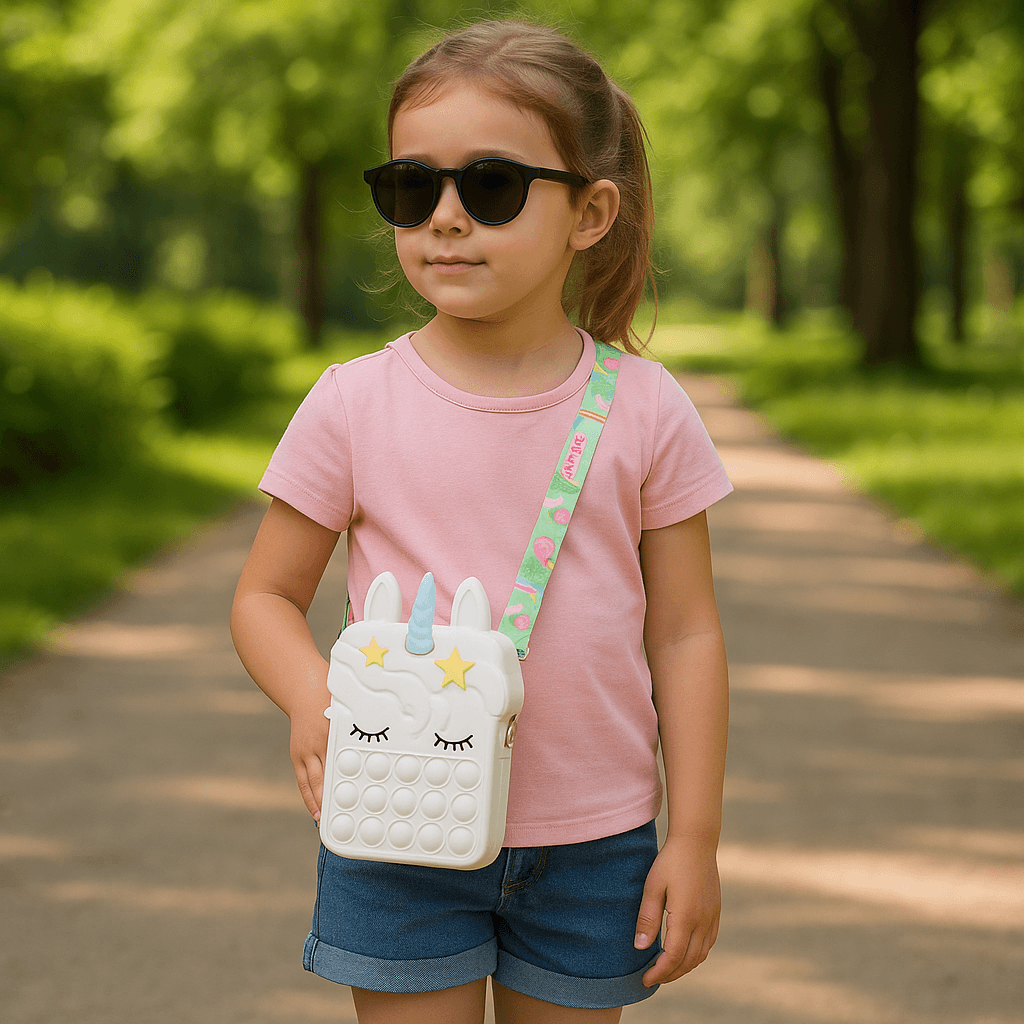 Jucărie Antistres Pop It Geantă Unicorn XXL 16×22.5×5.5 Cm, Accesorii Fidget & Umăr, Alb - LUDIRO