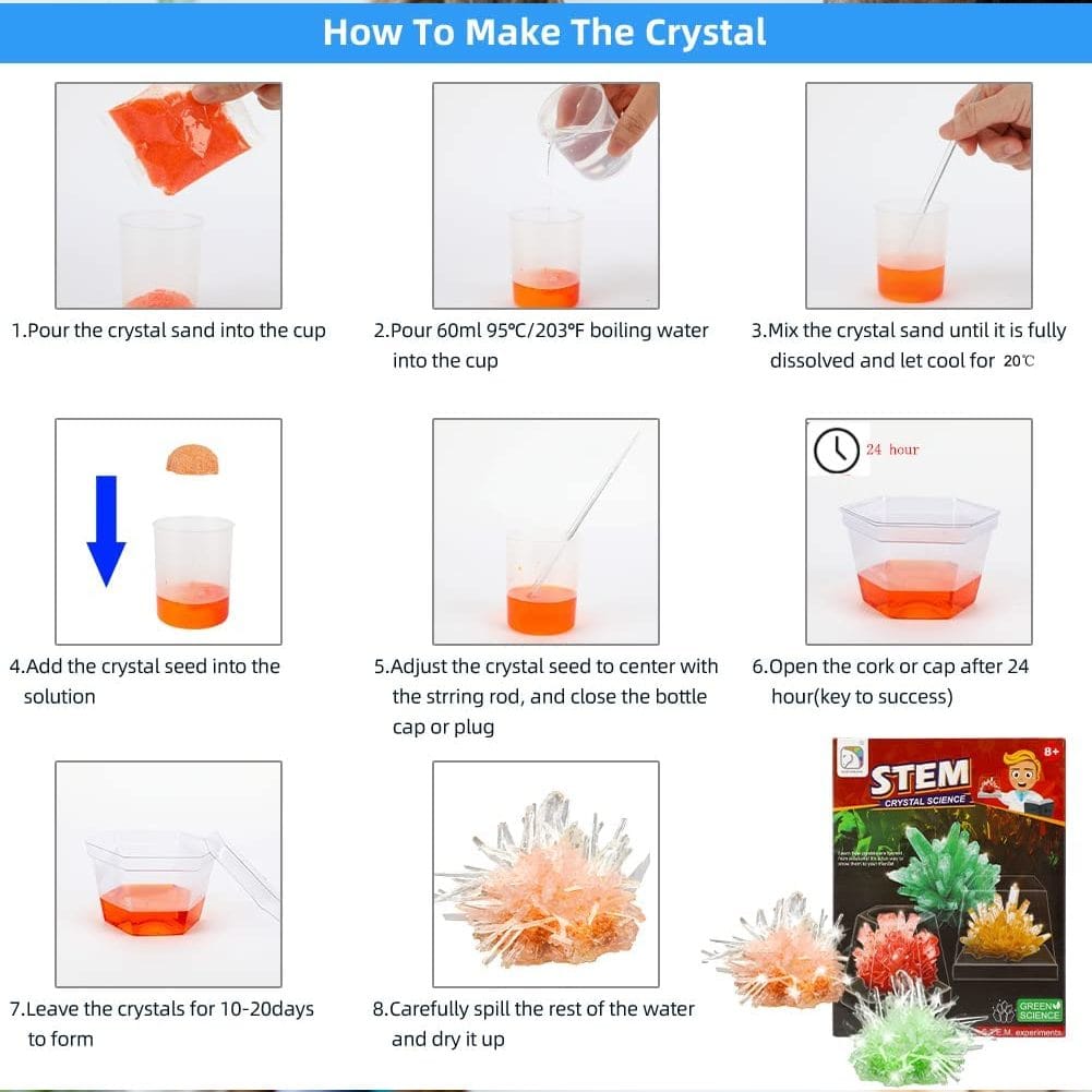 Joc Educativ STEM Kit Stiinta, Experimente cu Cristale, 2 Culori, + 6 Ani - LUDIRO