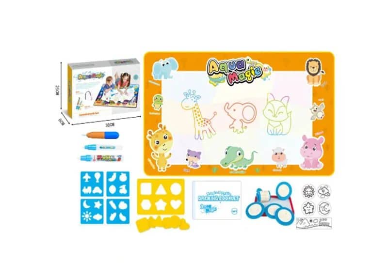 Set Pictura cu Apa, Covoras Water Magic, Animale, Portocaliu, Multiple Accesorii,100 x 80 Cm, + 3 Ani - LUDIRO