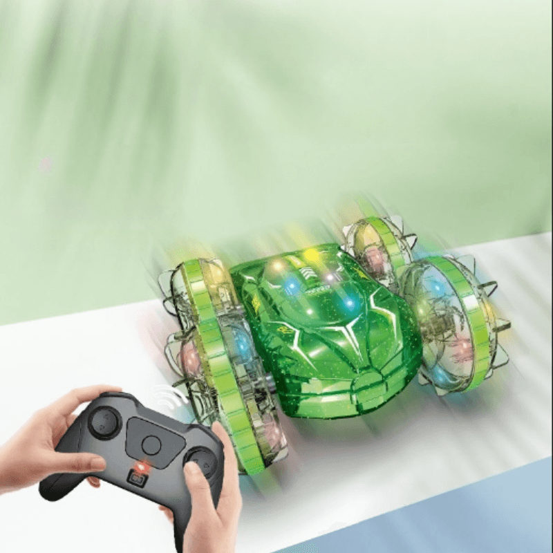 Masinuta RC Amfibie pentru Copii Ludiro, Rotire 360°, Lumini LED, Acumulator USB, Merge si pe Apa si Uscat, Verde, + 5 Ani - LUDIRO