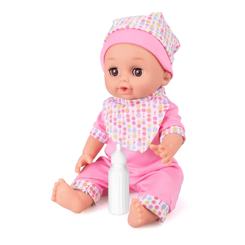 Papusa Bebelus 30 Cm Ludiro, 12 Sunete, Vorbeste, Bea Apa si Face Pipi, Cu Biberon, + 3 Ani - LUDIRO