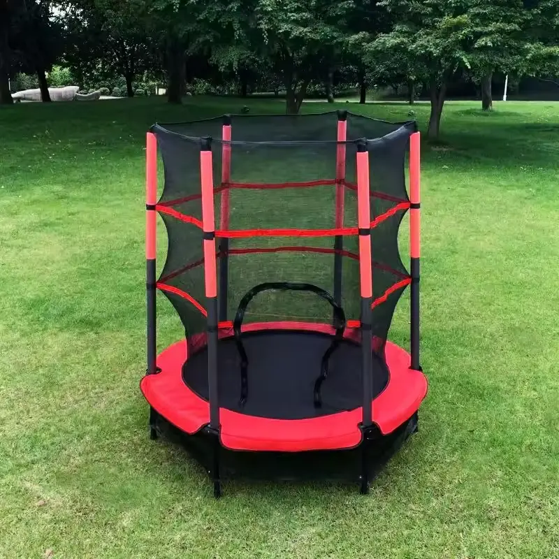 Trambulina pentru Copii LUDIRO, Diametru 140 Cm, Inaltime 160 Cm, Cu Plasa de Siguranta, Suporta 200 kg, Interior sau Exterior, Pentru Dezvoltarea Echilibrului, Rosie, + 3 Ani - LUDIRO