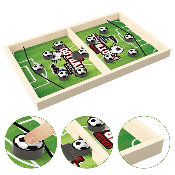 Set Tabla Joc de Fotbal de Lemn cu Elastic, 10 Piese, 2 Jucatori, Joc de Dexteritate, 36x23x3 Cm, + 3 Ani - LUDIRO