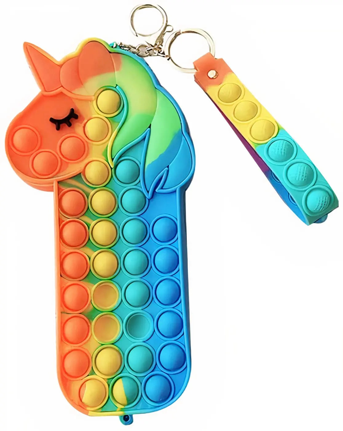 Jucarie Interactiva Antistres Tip Penar Pop IT NOW din Silicon, Cu Fermoar si Curea, Unicorn XXL, 20.4x4.5x10.2 cm, Multicolor - LUDIRO