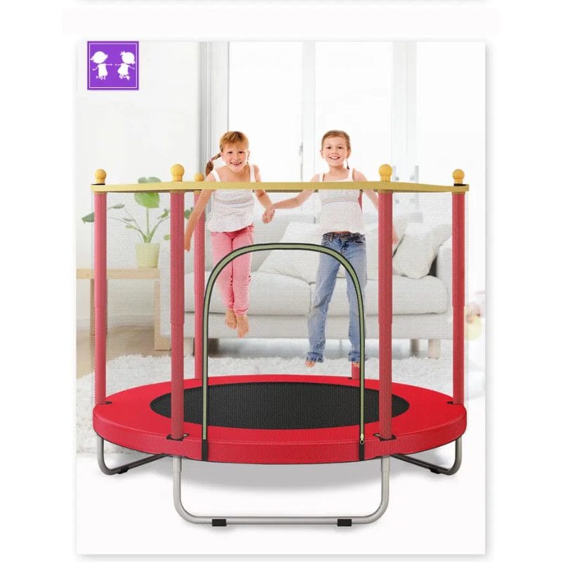 Trambulina pentru Copii 3-7 Ani LUDIRO, Plasa de Siguranta, Diametru 140 Cm, Inaltime 125 Cm, Joaca Distractiva pentru Interior si Exterior, Rosu - LUDIRO