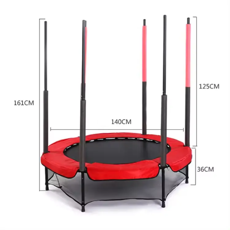 Trambulina pentru Copii LUDIRO, Diametru 140 Cm, Inaltime 160 Cm, Cu Plasa de Siguranta, Suporta 200 kg, Interior sau Exterior, Pentru Dezvoltarea Echilibrului, Rosie, + 3 Ani - LUDIRO