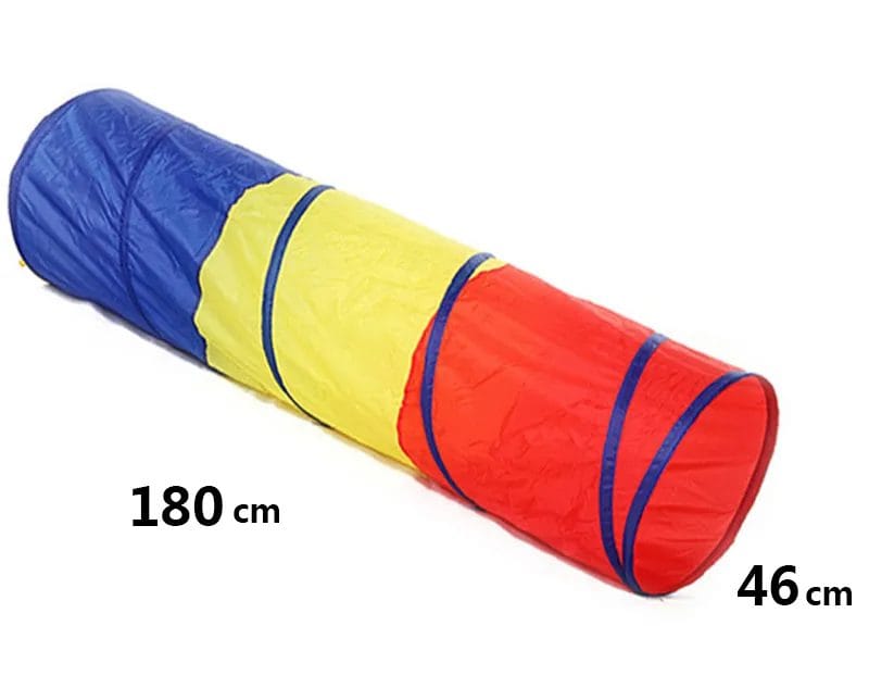 Tunel de Joaca Tricolor, 180x46 Cm, Pliabil, Interior sau Exterior, Multifunctional, + 3 Ani - LUDIRO