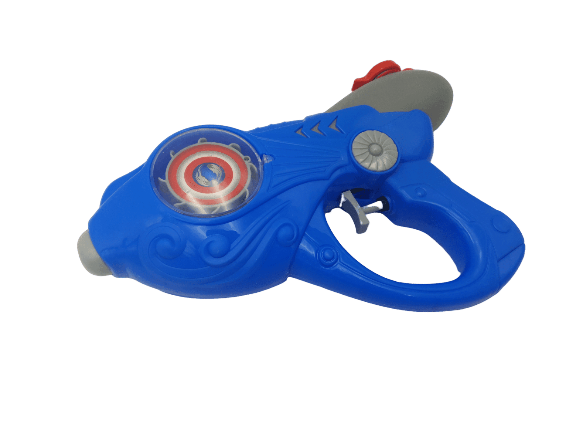 Pistol Jucarie cu Apa, cu Disc Rotativ si Lumini Interactive, Albastru Gri, 25x5x18 cm, + 3 Ani - LUDIRO