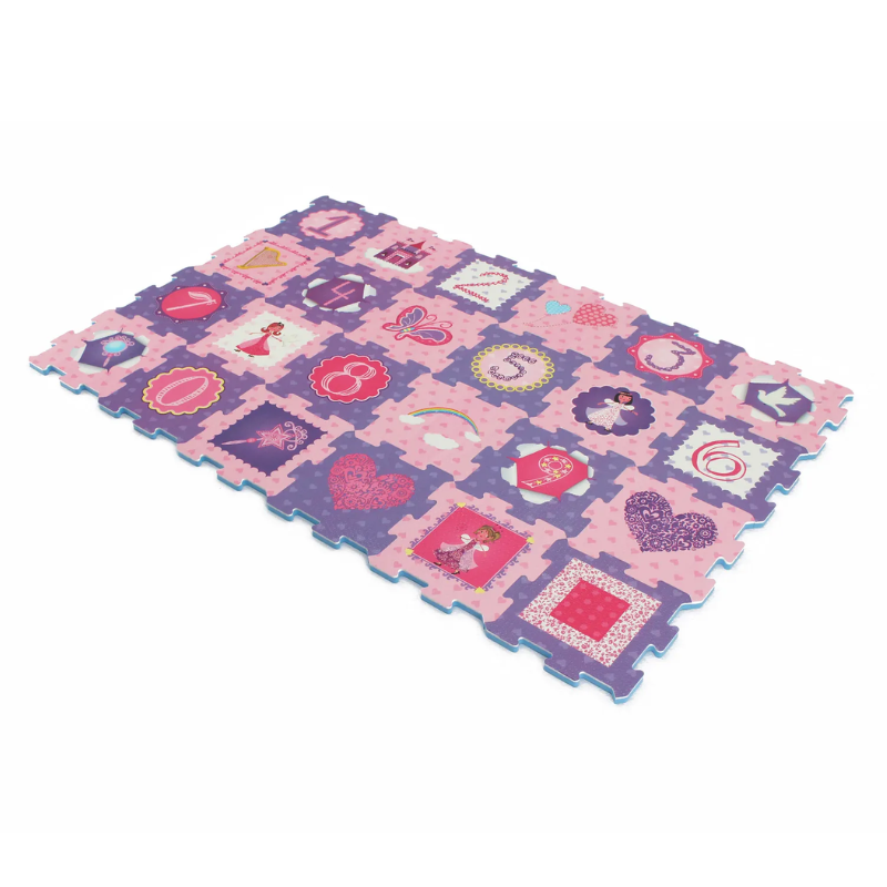 Resigilat - Covor Puzzle LUDIRO, 24 Piese, Spuma EVA, Protectie, Versatilitate si Siguranta pentru Orice Spatiu, Design Poveste cu Zane