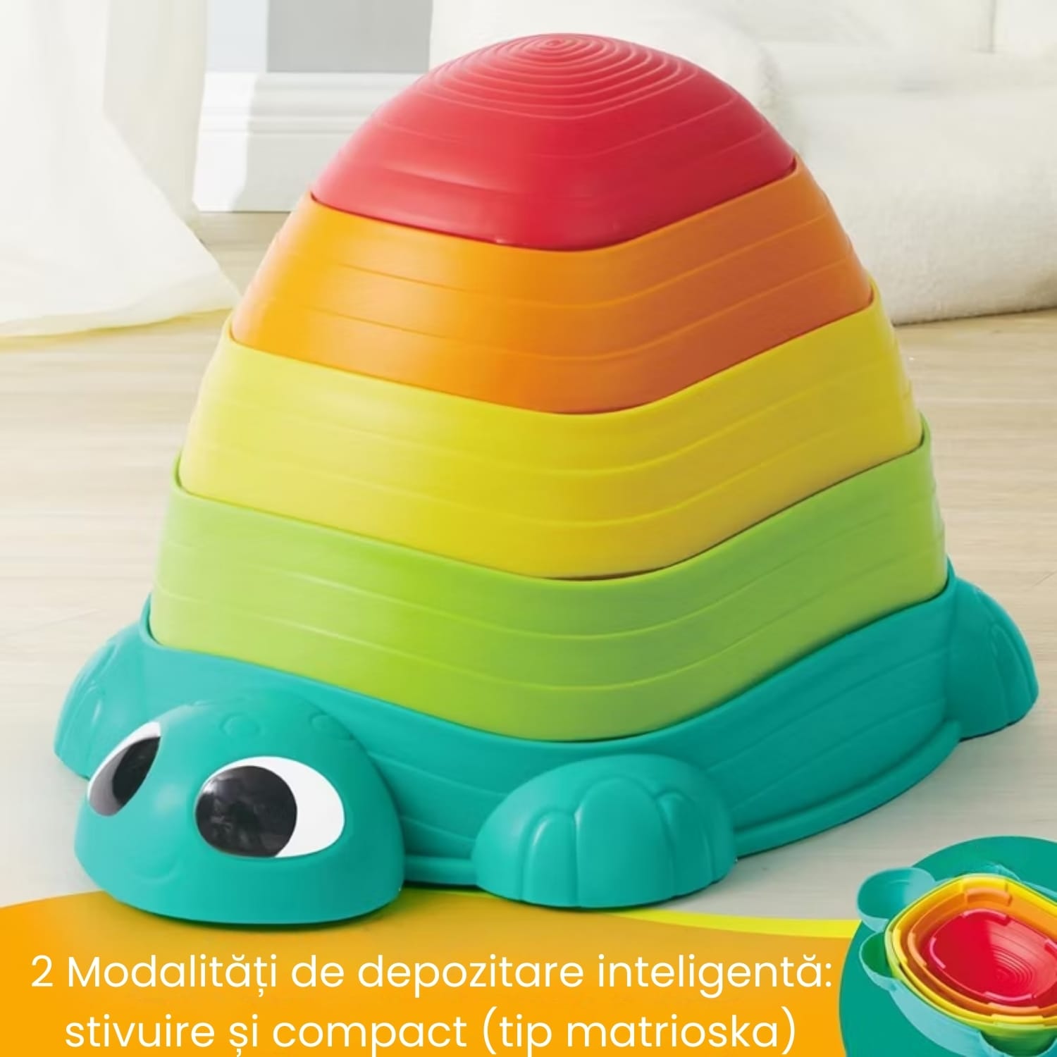 Set 5 Pietre de Echilibru Copii Ludiro, Formă Țestoasă, Benzi Antiderapante, Max 100kg - LUDIRO