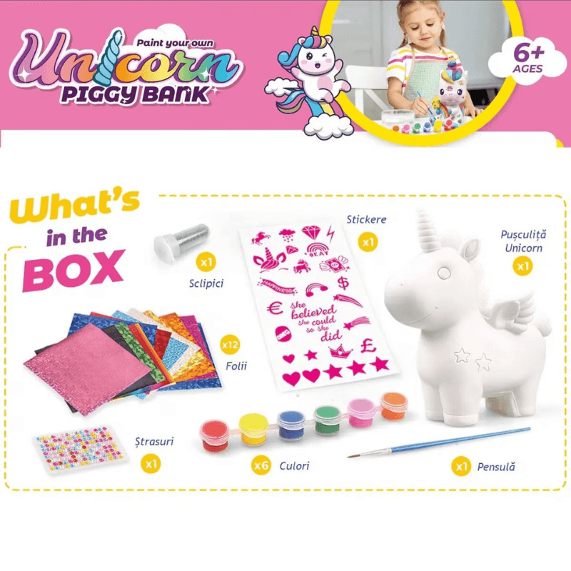 Pusculita de Pictat in Forma de Unicorn, Kit Creativ Complet pentru Copii - LUDIRO