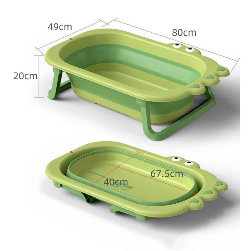 Cadita Pliabila pentru Copii, Design Dinozaur, Sigura si cu Dimenisuni Generoase, 80x49 Cm, Material Ecologic, Sistem Anti Alunecare, Usor de depozitat, Ideala pentru Baie - LUDIRO