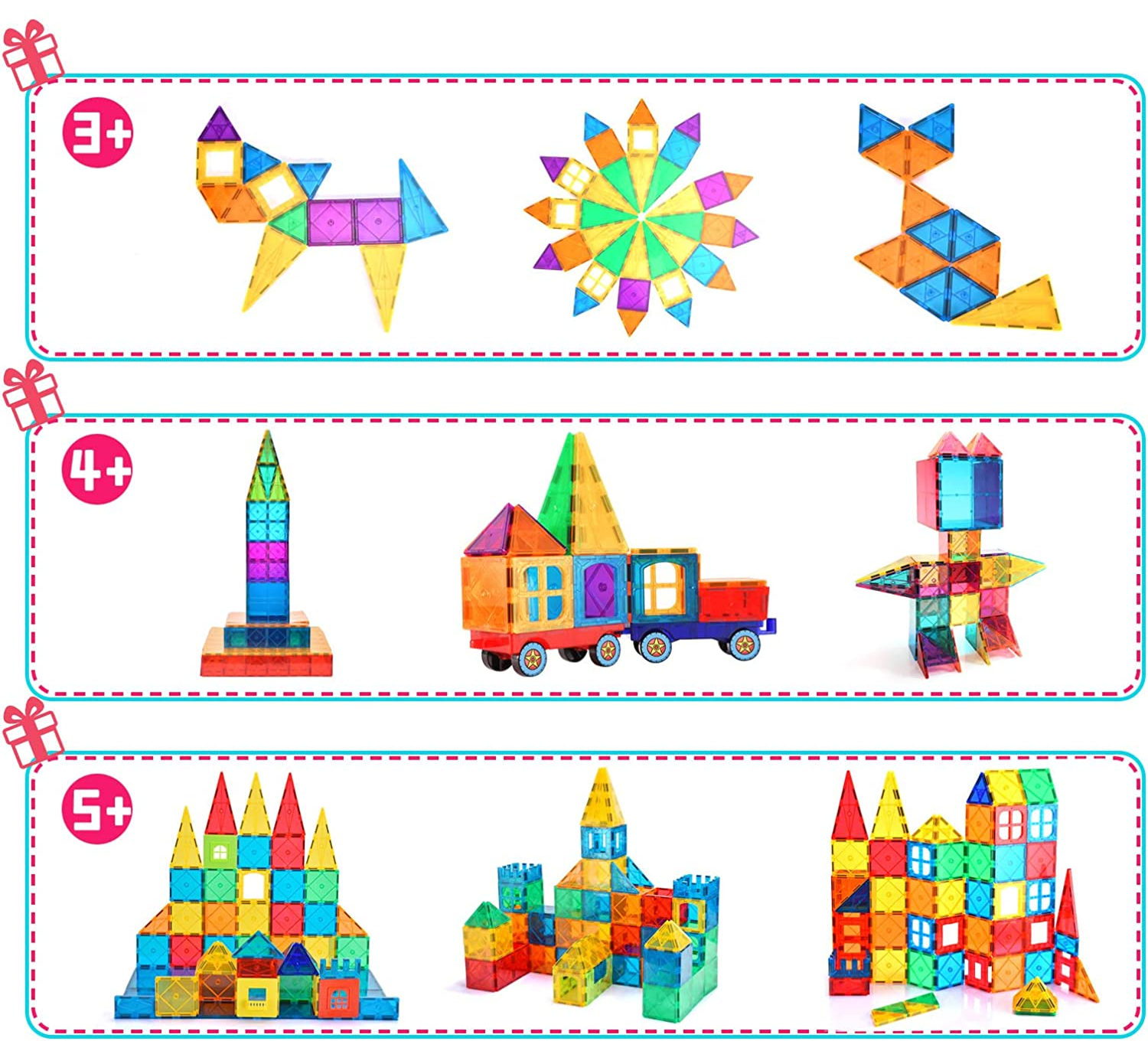 Set de Constructie Inteligent, Blocuri Magnetice STEM si Roti, Educativ si Creativ, 108 Piese, + 3 Ani - LUDIRO