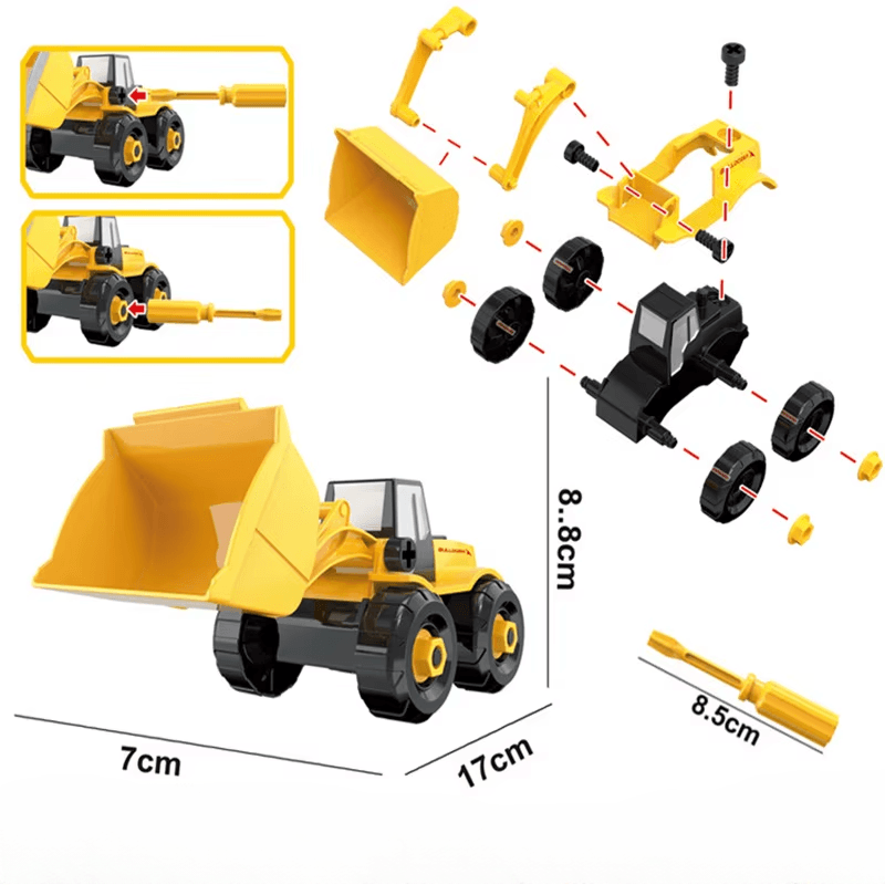 Utilaje Constructii pentru Copii 6 in 1 Ludiro, 104 Piese DIY cu Surubelnita - LUDIRO
