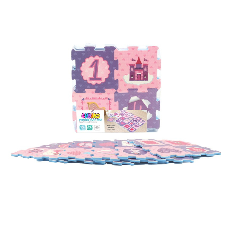 Resigilat - Covor Puzzle LUDIRO, 24 Piese, Spuma EVA, Protectie, Versatilitate si Siguranta pentru Orice Spatiu, Design Poveste cu Zane