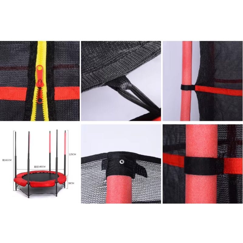 Trambulina pentru Copii LUDIRO, Diametru 140 Cm, Inaltime 160 Cm, Cu Plasa de Siguranta, Suporta 200 kg, Interior sau Exterior, Pentru Dezvoltarea Echilibrului, Rosie, + 3 Ani - LUDIRO