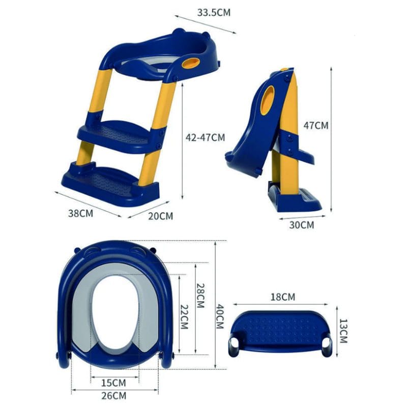 Reductor WC pentru Copii cu Scarita Pliabila Ajustabila, Suport Ergonomic, Material Antiderapant si Design Educativ, Ideal pentru Tranzitia de la Olita la Toaleta, 50x42x32 Cm - LUDIRO
