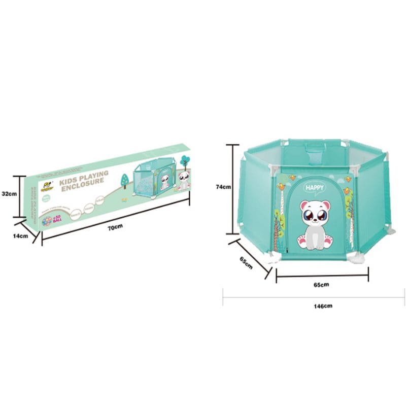 Resigilat - Tarc de Joaca Hexagonal 74x65x65 Cm cu 50 de Bile Multicolore Incluse, Locul Perfect pentru Siguranta, Dezvoltarea si Distractia Copilului, Ideal pentru Utilizare Acasa, In Aer Liber sau in Deplasare, Verde, Utility One - LUDIRO