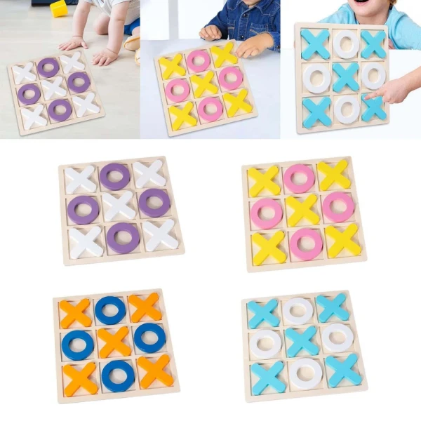 Joc X și 0 din Lemn, Tablă Tic-Tac-Toe 30×30 cm, Culori Aleatorii 3+ ani - LUDIRO