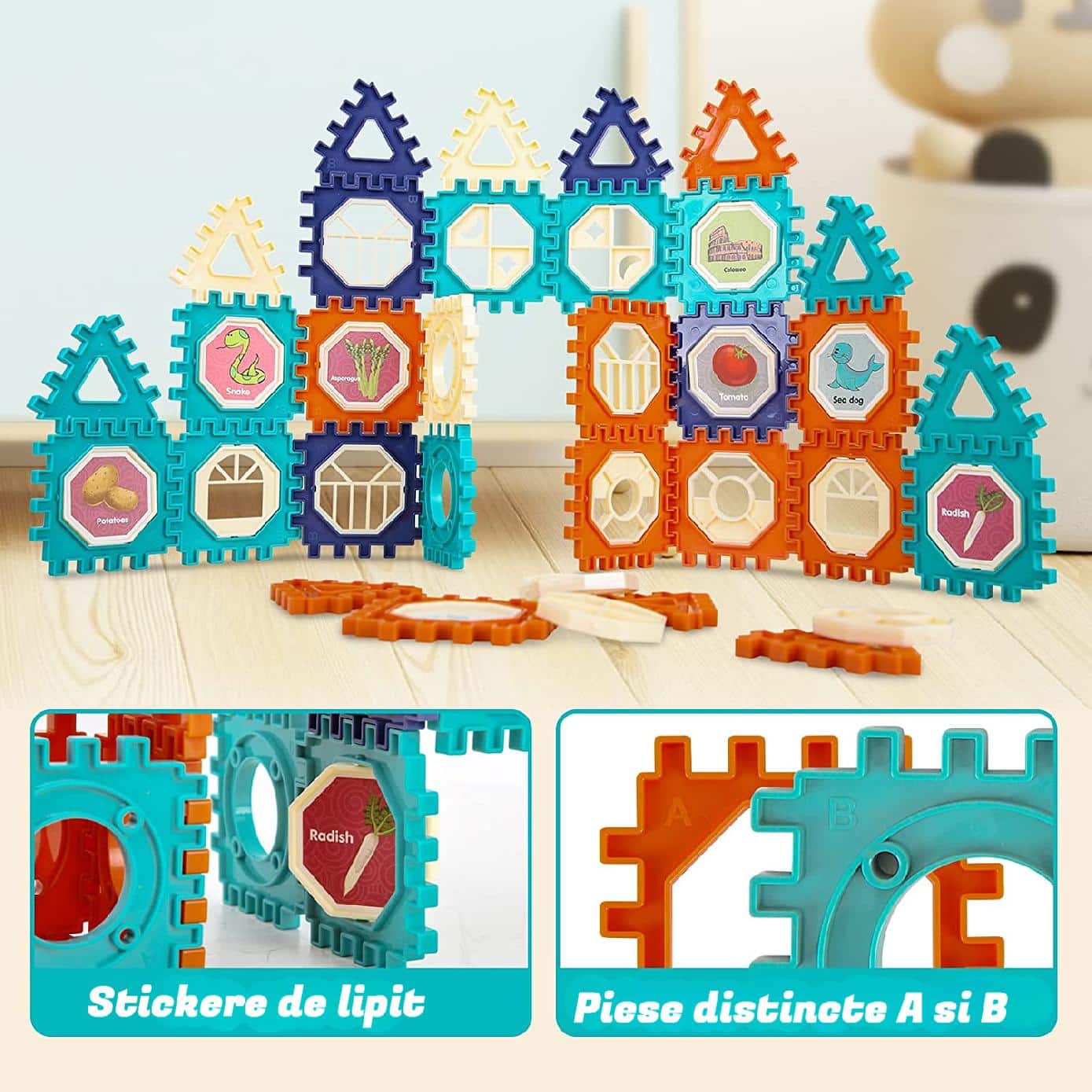 Circuit cu Bile 3D, Set Construcție STEAM 66 Piese, + 3 Ani - LUDIRO