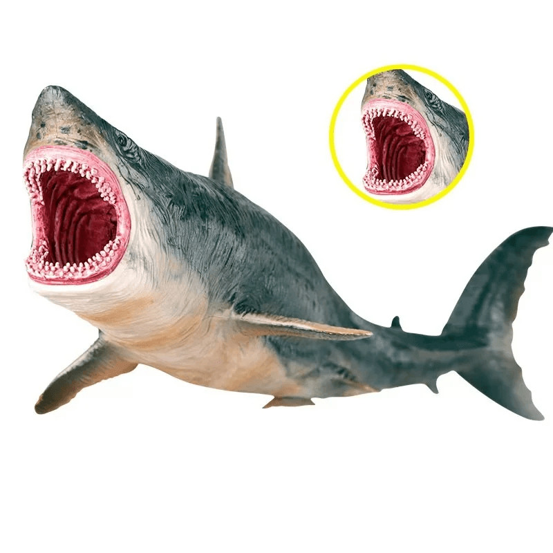 Figurina Rechin Megalodon Realista LUDIRO, Jucarie Educativa XXL pentru Copii, 25.5 cm - LUDIRO