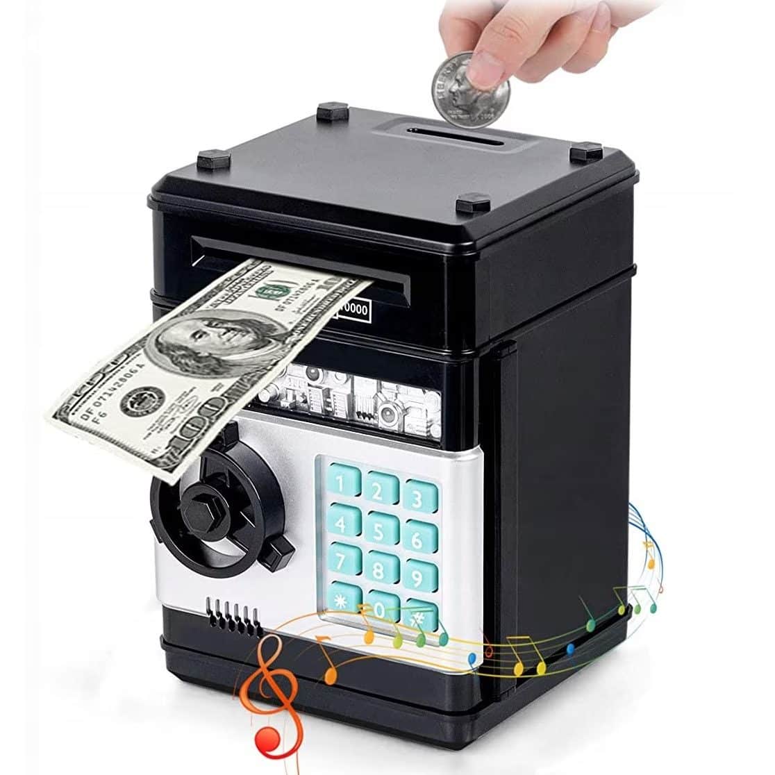Pușculiță ATM LUDIRO cu Lumini și Sunete, Economisește Ușor, Negru - LUDIRO