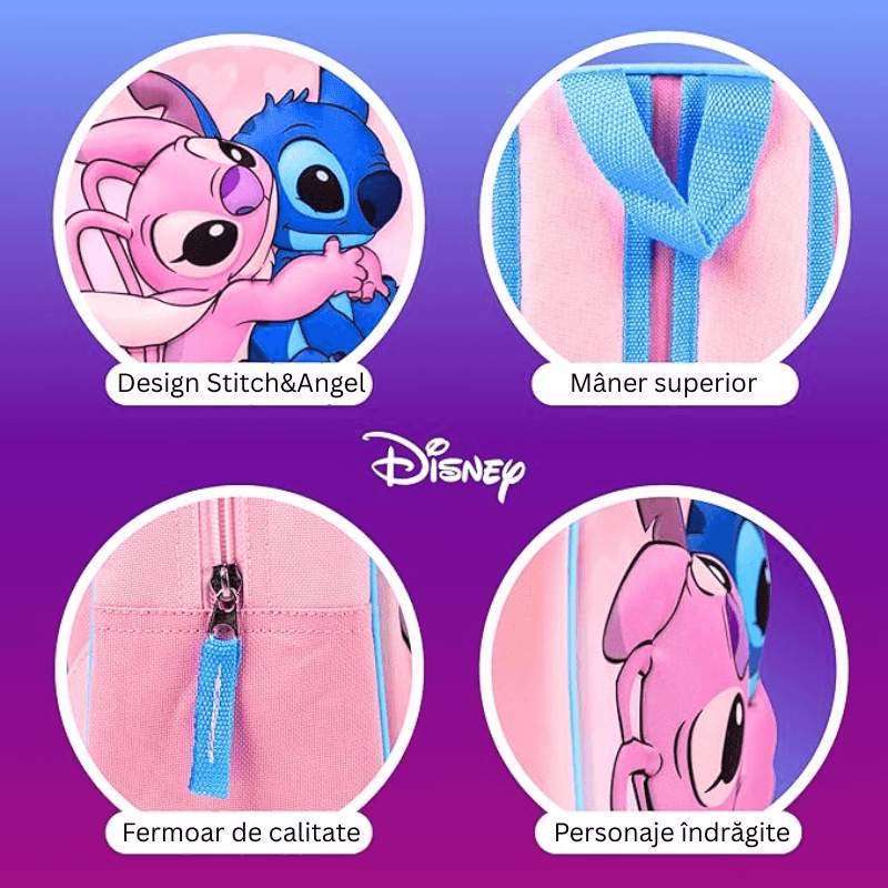 Ghiozdan Disney Stitch & Angel, Prietenul Magic pentru Școală și Joacă - Disney