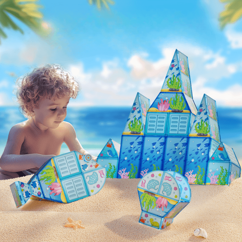 Set Magnetic Educativ Ocean, 108 Piese cu Tematica Marina, Creativitate si Invatare prin Joaca - LUDIRO