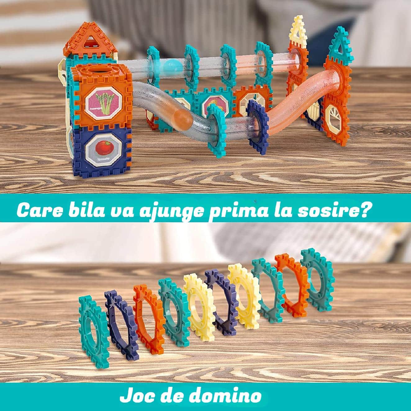Circuit cu Bile 3D, Set Construcție STEAM 66 Piese, + 3 Ani - LUDIRO