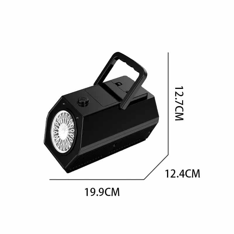 Aparat Baloane Săpun Automat Portabil, Jucărie Interactivă cu Lumină LED, 20 Găuri, Negru, 3 Moduri Alimentare – Ideal pentru Copii, Petreceri, Cadouri - LUDIRO