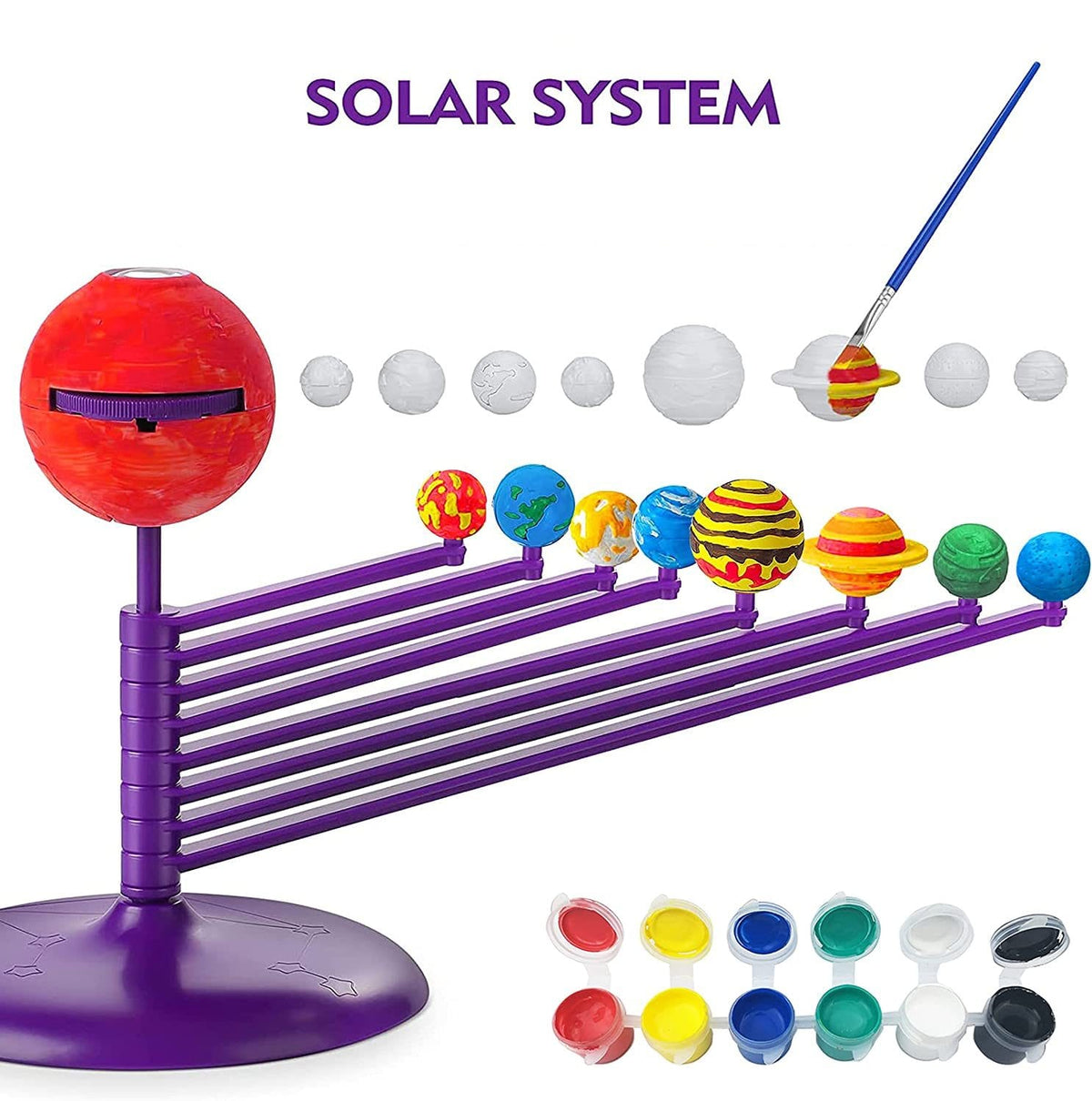 Resigilat - Joc Educativ Sistemul Solar de Pictat, cu Functie Proiectie, 21 x 6 x 24.5 cm, + 8 Ani - LUDIRO