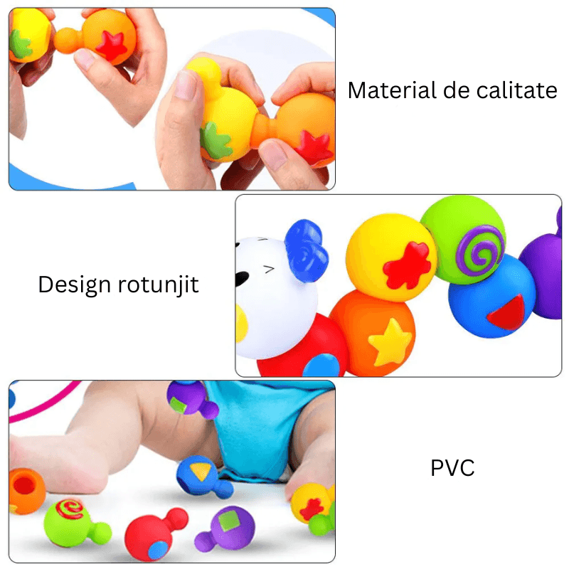 Omida Modulara Montessori Ludiro, 13 Piese, Elemente Snap Mari, Culori si Forme, Margini Rotunjite, +6 Luni - LUDIRO