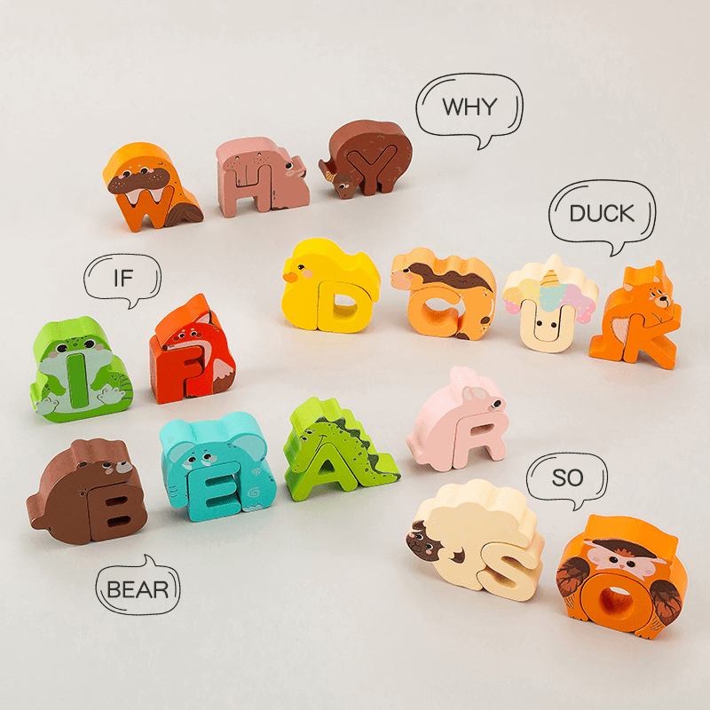 Set Alfabet Creativ din Lemn Ludiro, Litere cu Animale Montessori, Educatie prin Joaca, + 3 Ani - LUDIRO