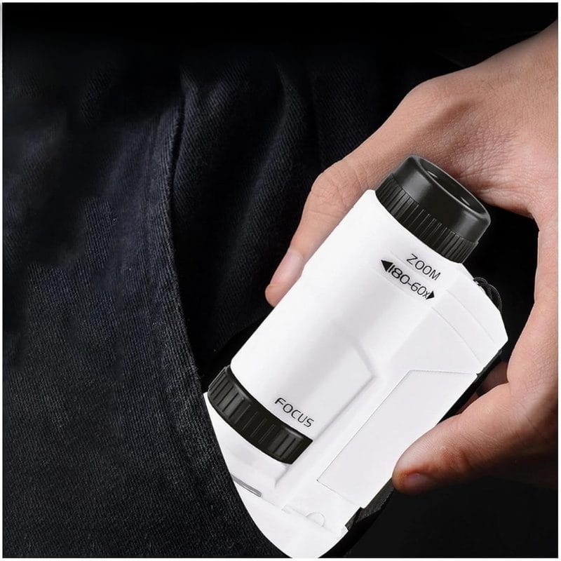 Microscop Portabil 60-180x, Exploreaza Lumea Microscopica cu Focalizare Duala, Lumina LED si Suport pentru Telefon Mobil, Ideal pentru Utilizare Interioara si Exterioara, + 6 Ani - LUDIRO