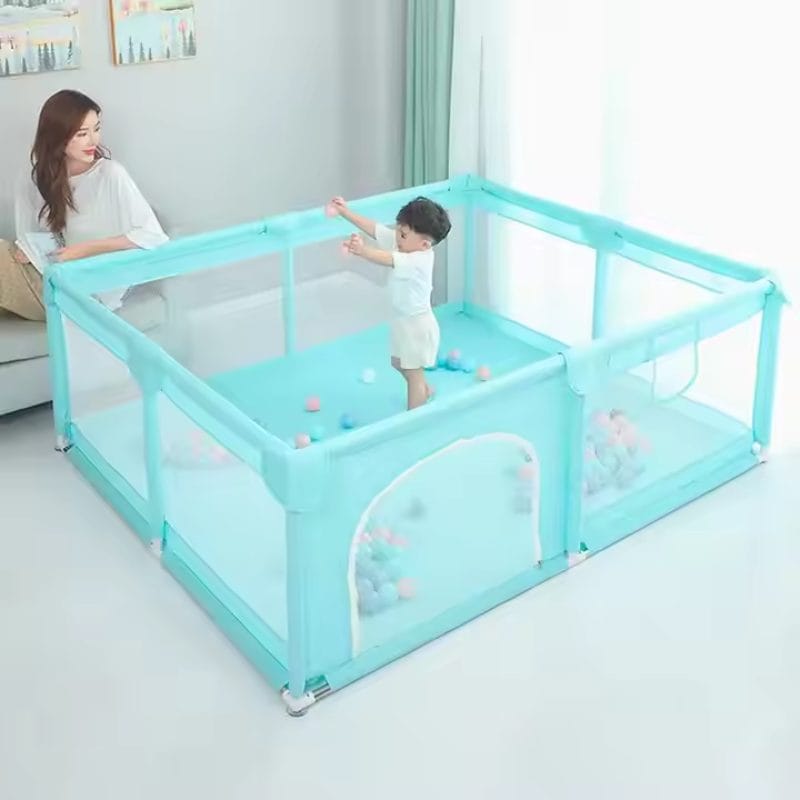 Tarc de Joaca pentru Copii, 1-5 Ani, 180x150x66 Cm, Spatiu Sigur si Generos, Cu Plasa Moale, Protectie la Colturi si Structura Stabila, Ideal pentru Interior si Exterior, Usor de Asamblat, Verde - LUDIRO