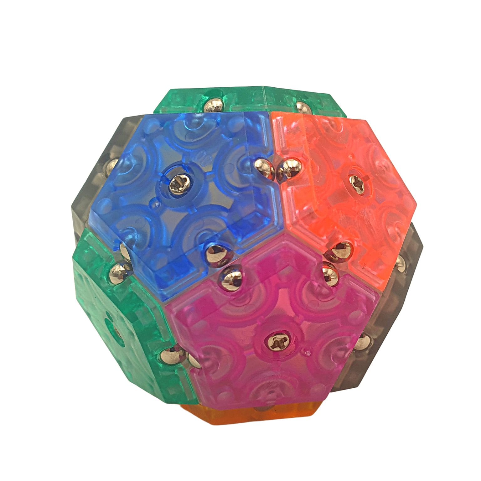 Sfera Magnetica Antistres, 12 Piese, 60 Magneti de Pamant, 2 Fete, 100 Combinatii Posibile, Diametru 3.5 Cm, Multicolor, + 6 Ani, Utility One - LUDIRO