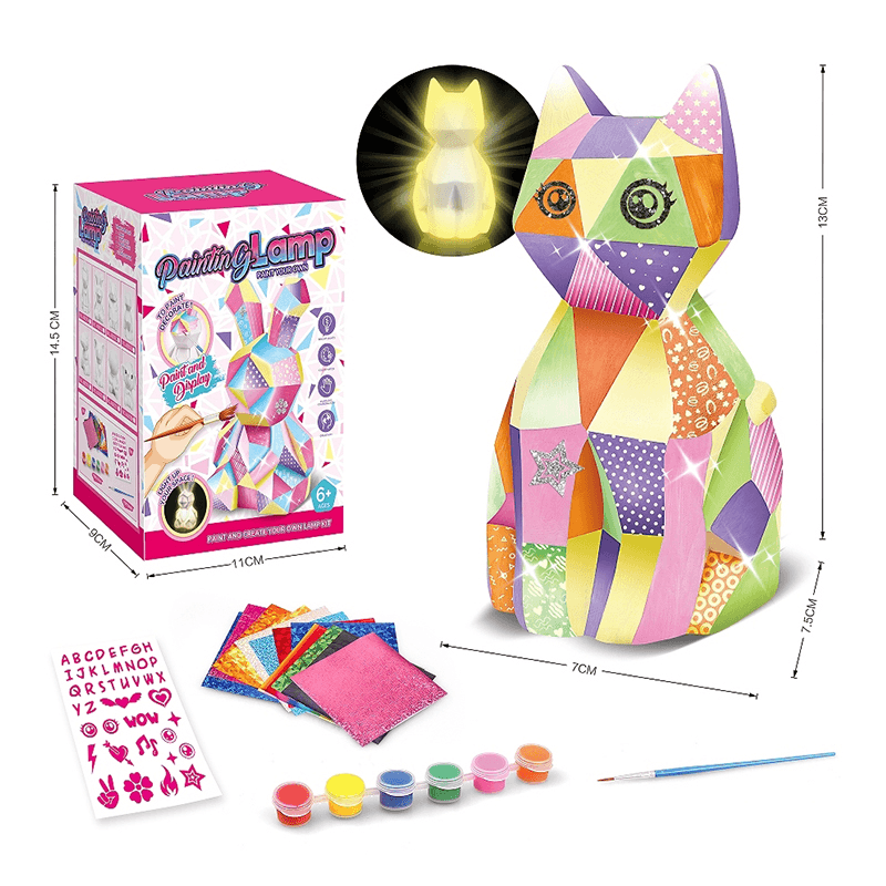 Lampa de Pictat in Forma de Pisica, Kit Creativ Complet pentru Copii, Activitate Educativa - LUDIRO