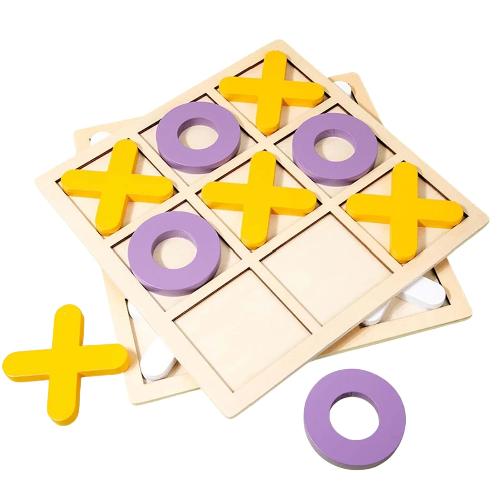 Joc X și 0 din Lemn, Tablă Tic-Tac-Toe 30×30 cm, Culori Aleatorii 3+ ani - LUDIRO