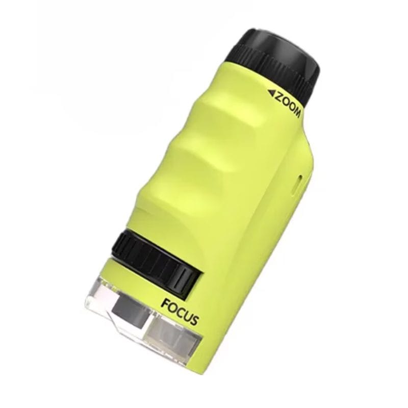 Microscop Portabil 60-180x, Exploreaza Lumea Microscopica cu Focalizare Duala, Lumina LED si Suport pentru Telefon Mobil, Ideal pentru Utilizare Interioara si Exterioara, Galben, + 6 Ani - LUDIRO