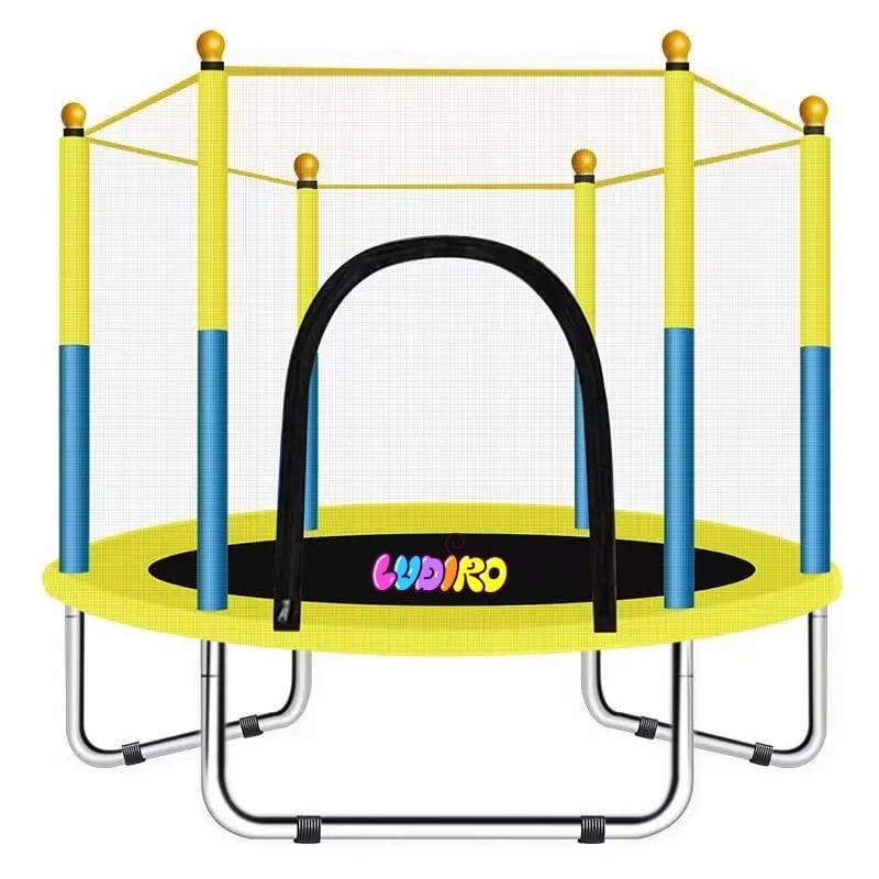 Trambulina pentru Copii 3-7 Ani LUDIRO, Plasa de Siguranta, Diametru 140 Cm, Inaltime 125 Cm, Joaca Distractiva pentru Interior si Exterior, Galben - LUDIRO