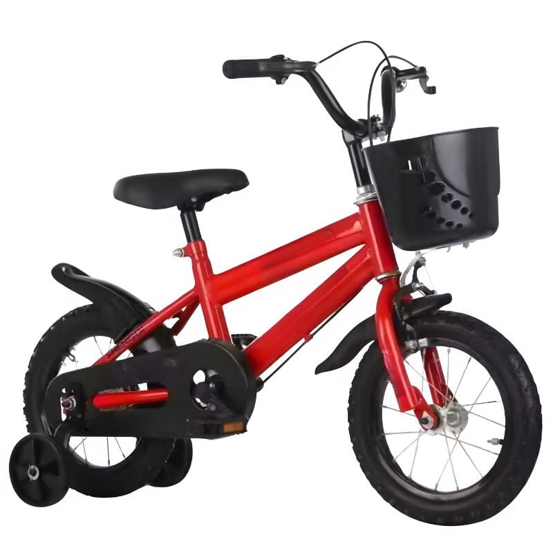 Bicicleta pentru Copii Utility One, 16 Inch, 4-9 Ani, Roti de Cauciuc, Roti Ajutatoare, Sonerie, Cadru Otel, Cos pentru Jucarii, Rosu - LUDIRO
