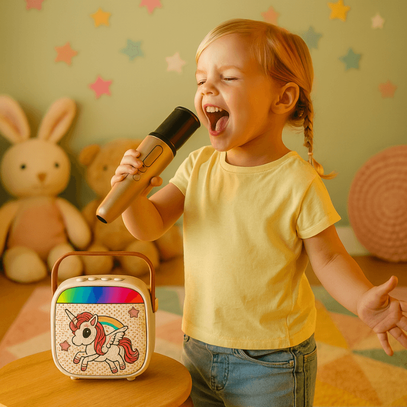 Set Karaoke Copii Unicorn Ludiro cu Microfon Wireless, Bluetooth si Schimbare Voce, + 3 Ani - LUDIRO