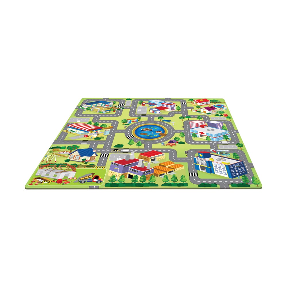 Covor Puzzle din Spuma EVA pentru Copii Ludiro, Set 9 Piese Educationale cu Harta Orasului - LUDIRO