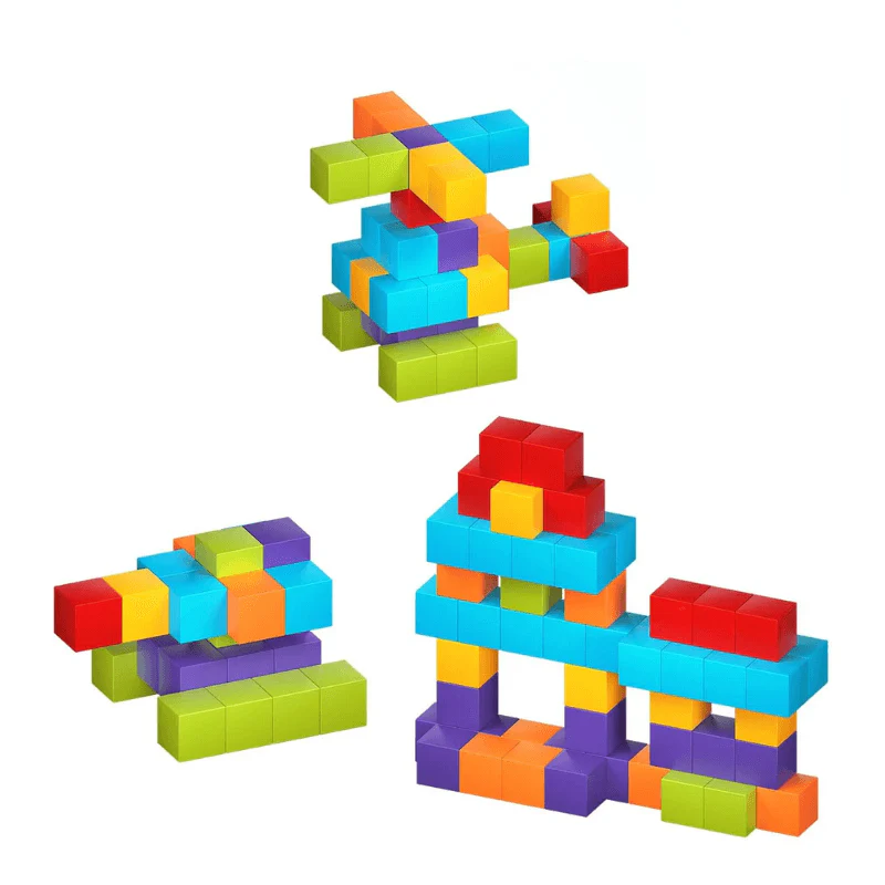 Pachet Educativ Complet pentru Copii – Set 96 Cuburi Magnetice 3D STEM + Set 80 Markere Profesionale + Set 208 Piese Pictură & Desen + Tabletă LCD 10 Inch | 5–6 ANI - LUDIRO